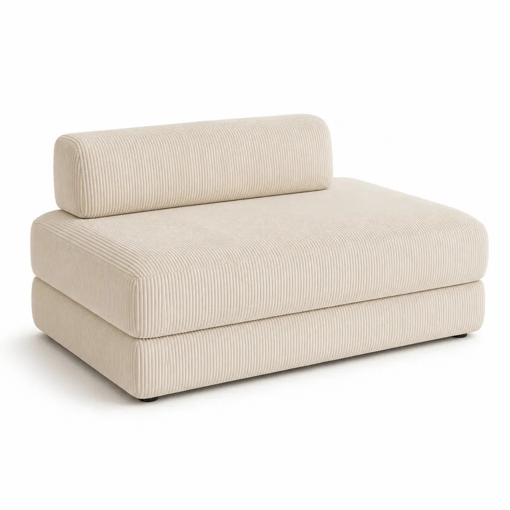 Poltrona modulare senza braccioli in velluto a coste beige 110 x 100 x 70 cm
